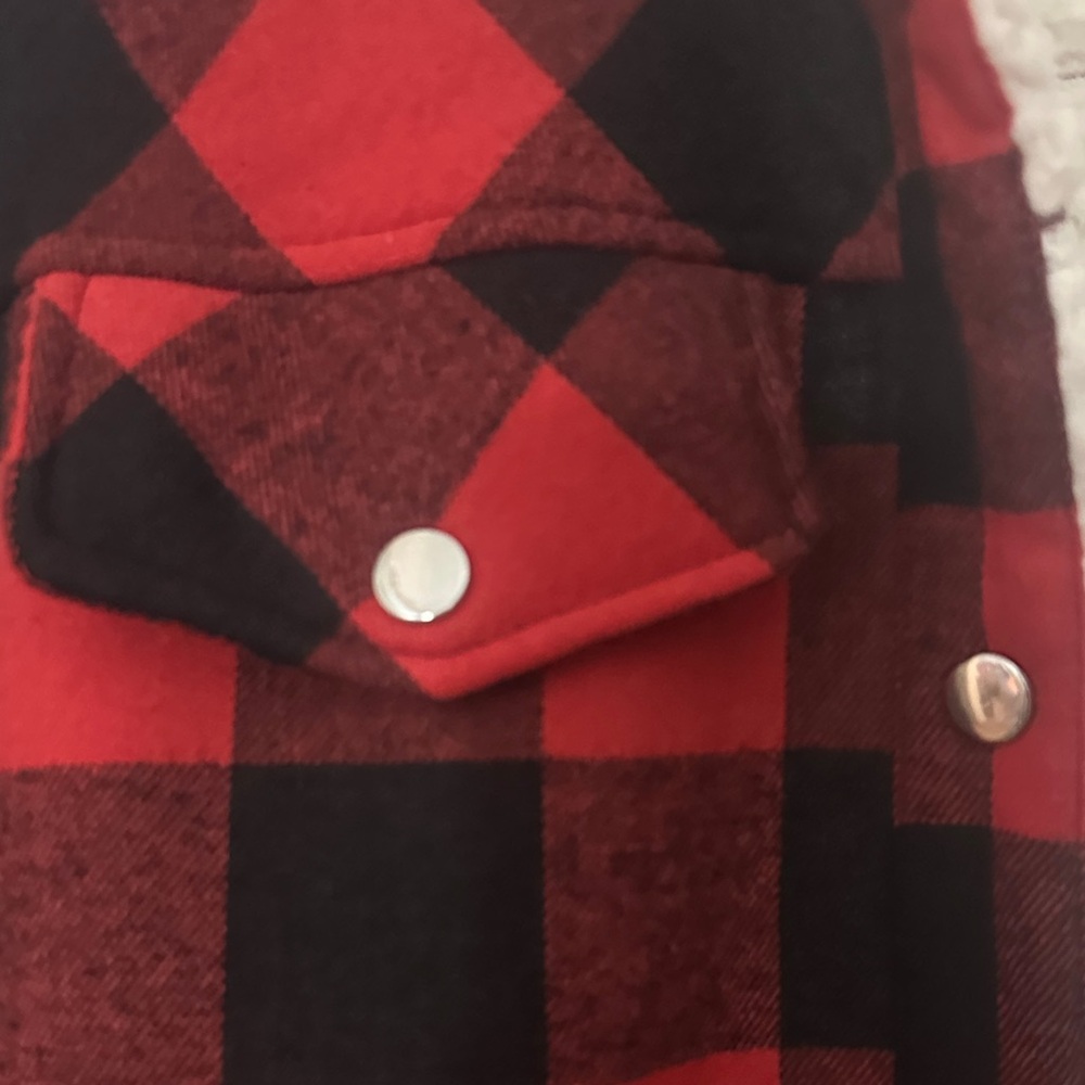 SHEIN Red and Black Plaid Utility Jacket - Picture 6 of 8